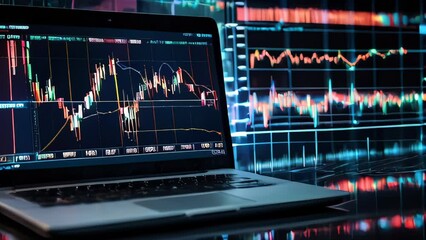 Blue abstract digital graph depicting heart rate monitor data in the business and medical sectors - Powered by Adobe