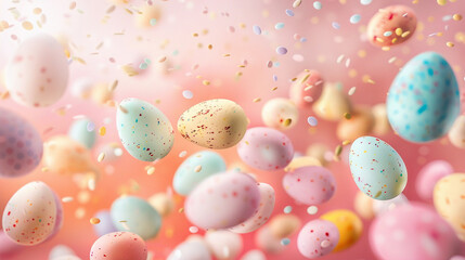 Fototapeta na wymiar flying colorful easter eggs background