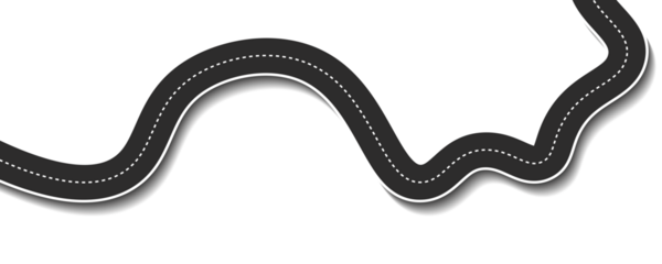 Winding road isolated on transparent background. Set of Bending roads and highways vector illustrations