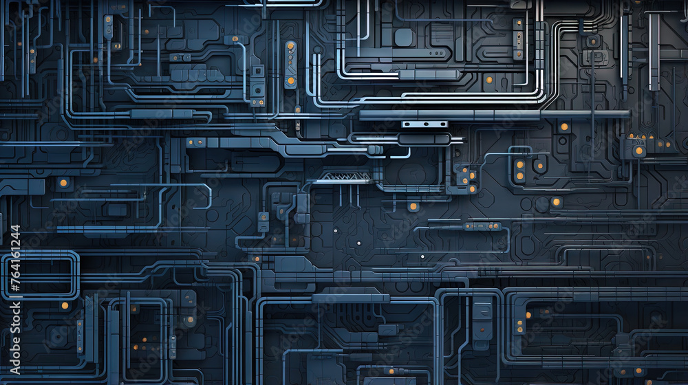 Aufkleber background with metallic panels texture, wires and circuit. spaceship hull wall technology backgroun