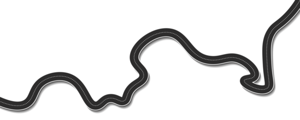 Winding road isolated on transparent background. Set of Bending roads and highways vector illustrations