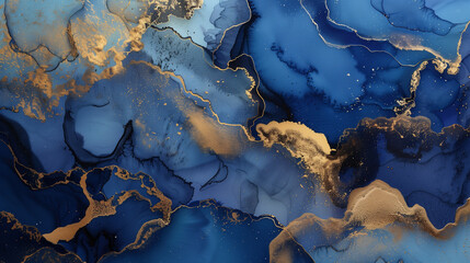 Abstract luxury blue and gold marble background