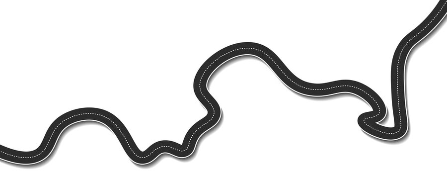 Winding road isolated on transparent background. Set of Bending roads and highways vector illustrations