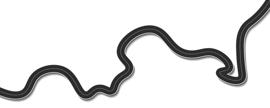 Winding road isolated on transparent background. Set of Bending roads and highways vector illustrations