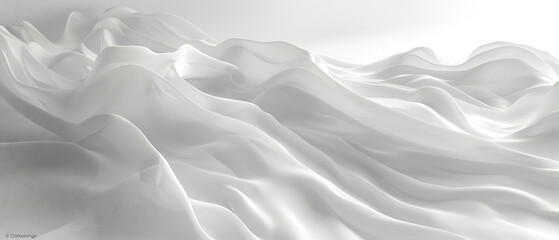 Elegant ripples of a silky white fabric texture, conveying softness and luxury - obrazy, fototapety, plakaty