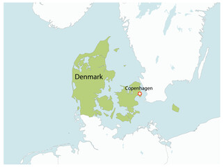 Outline of the map of Denmark with regions