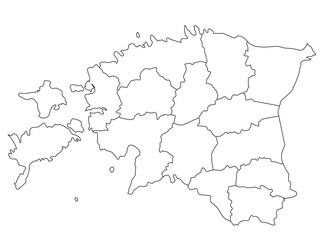Outline of the map of Estonia with regions