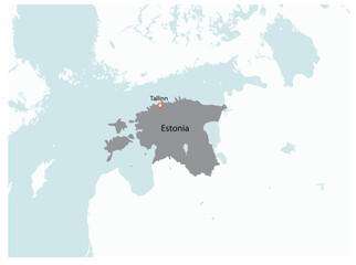Outline of the map of Estonia with regions