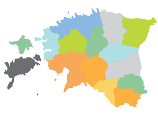 Obraz premium Outline of the map of Estonia with regions