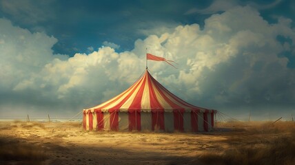 AI generated image of a circus tent with beautiful lights