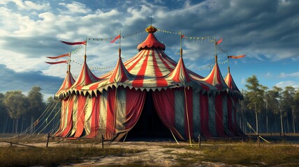AI generated image of a circus tent with beautiful lights