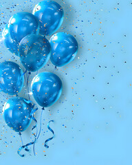 Festive blue balloons background - design party banner - 764162815