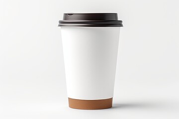 Mockup of male hand holding a blank take away coffee cup or Coffee paper cup Mockup on white background
