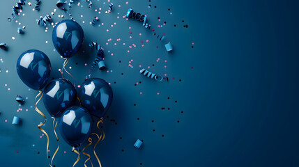 Festive blue balloons background - design party banner