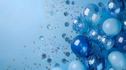 Festive blue balloons background - design party banner