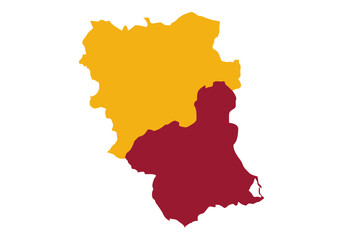 Mapa de la Región de Murcia, Albacete en amarillo mostaza y Murcia en rojo carmesí © Montsilus