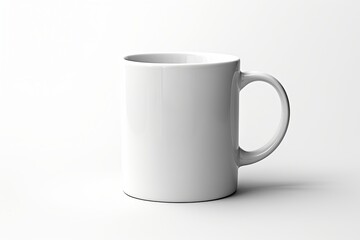 Plain white ceramic mug mockup on white background - obrazy, fototapety, plakaty