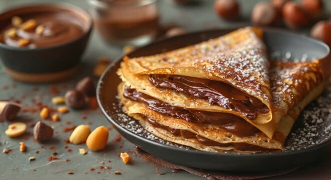 Nutella stuffed crepes, hazelnut spread