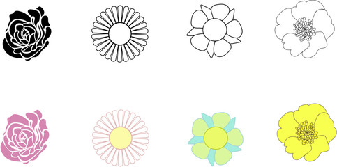 set of flowers - planche de fleurs