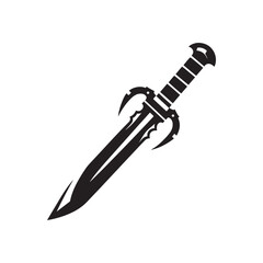 Majestic Falchion Silhouette Elegance - Unveiling the Ancient Warrior Spirit in Every Falchion Illustration - Minimallest Falchion Vector
