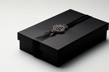 Luxury jewelry black box or gift box packaging mockup 3d rendering on white background