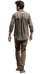 Young Male Strolling Away, Isolation on Transparency
