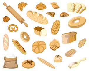 bakery production illustration elements set