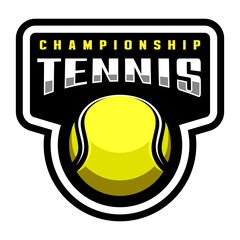 Tennis logo. Sport games. Sporting equipment. Emblem, badge.
