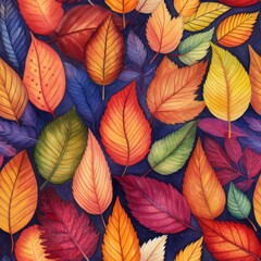 Seamless pattern of colorful fall leaves
