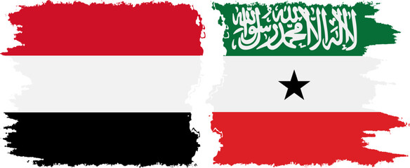 Somaliland and Yemen grunge flags connection vector