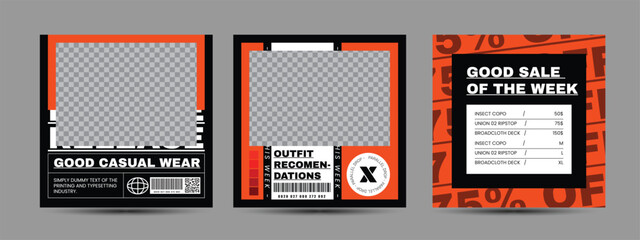 Hype social media post template set. Modern social media post bundle vector, Design editable template for social Template