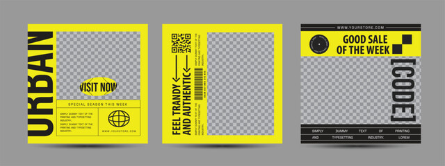 Hype social media post template set. Modern social media post bundle vector, Design editable template for social Template