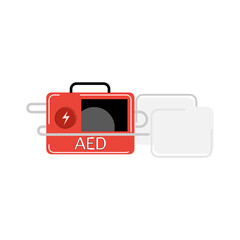 Automatic external defibrillator or AED icon on isolated background.