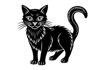 Black cat silhouette vector at illustration