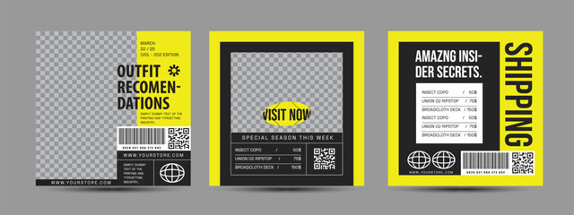 Hype social media post template set. Modern social media post bundle vector, Design editable template for social Template