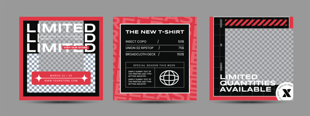 Hype social media post template set. Modern social media post bundle vector, Design editable template for social Template