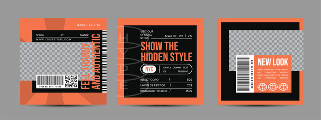 Hype social media post template set. Modern social media post bundle vector, Design editable template for social Template