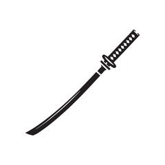 Enigmatic Katana Silhouette Compilation - Crafting Shadows of Ancient Warrior Traditions with Katana Illustration - Simplistic Katana Vector
