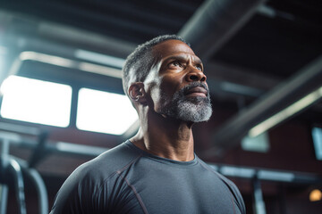 Mature people woman man practicing in spacious gym space active healthy way of life Generative AI picture