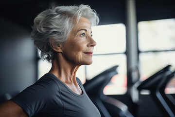 Mature people woman man practicing in spacious gym space active healthy way of life Generative AI picture