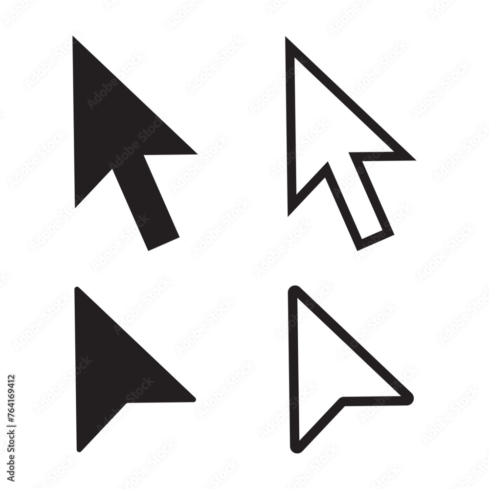 Poster computer mouse click pointer cursor arrow flat icon for apps and websites, vector illustration. mous