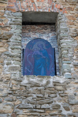 A view of the foil stained glass window from outside.