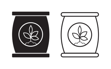 Bag of plant fertilizer flat or line art vector icon, Vector Design Seeds Bag Icon Style