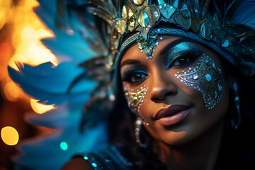 Beautiful woman dances in the Rio Carnival the most famous festival in the world generative AI