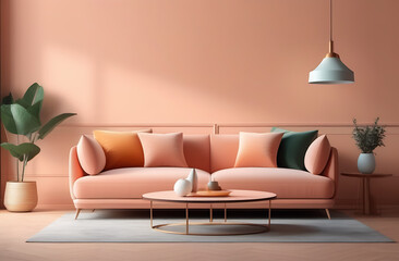 Banner Modern interior flat peach fuzz colored