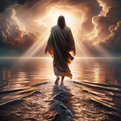 jesus christ walking on water