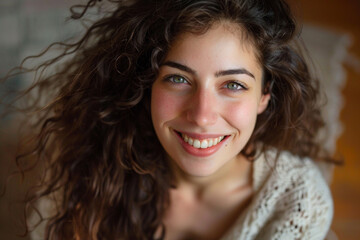 Naklejka premium portrait of smiling beautiful young girl