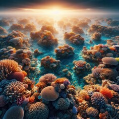 coral reef with coral