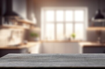 wood table top on kitchen background