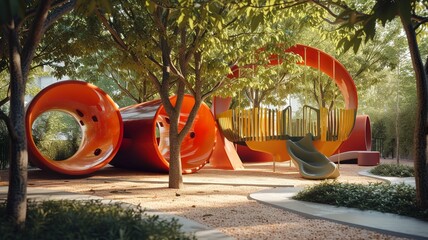 artificial intelligence generated image of a colorful playground - obrazy, fototapety, plakaty